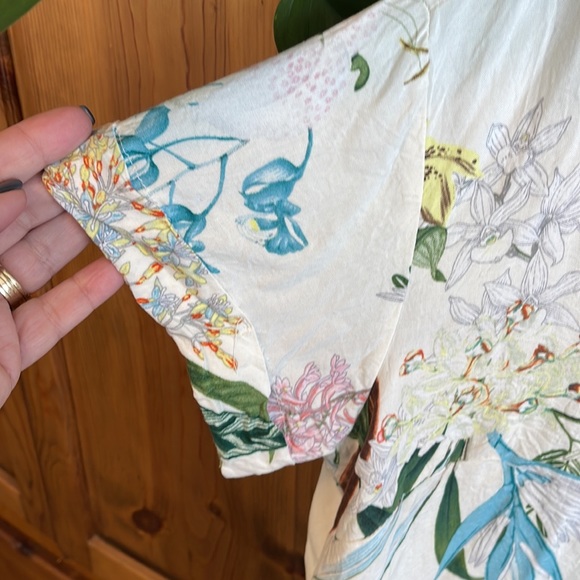 🍁H&M tunic top or beach coverup with flowers & leaves print - Picture 5 of 10